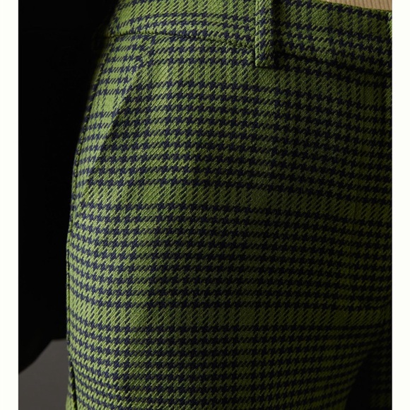 Anthropologie Nice Things, green/navy houndstooth slacks pants 10, 42, Med nwot - Picture 3 of 11